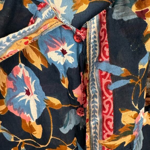 Vtg Atlast Studio Boho Floral Button Up Top Flare Skirt Set Women Medium - Picture 7 of 14